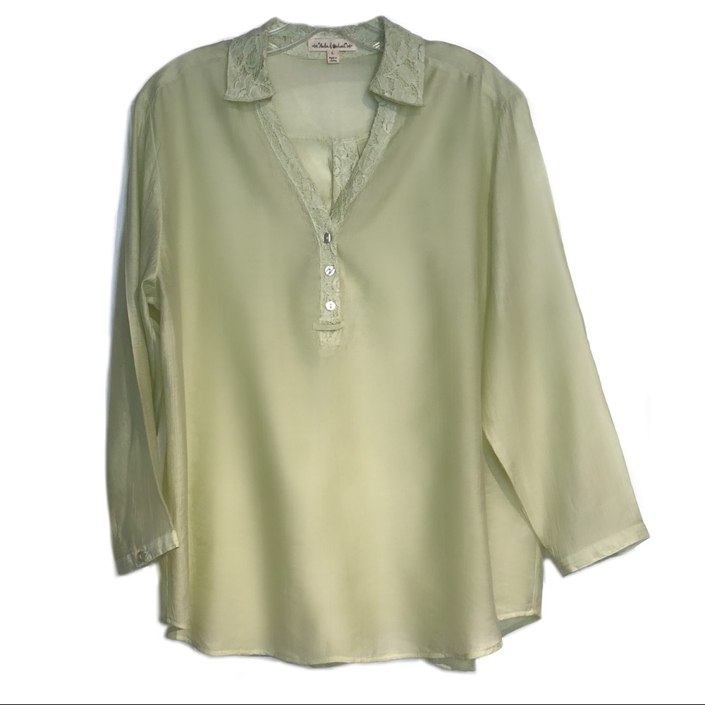 NWOT - Hester & Orchard Lime Blouse Lace Details